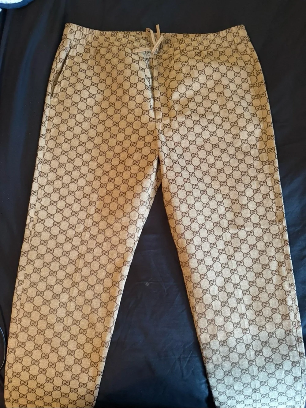 Gucci GG Canvas Joggers in Camel with Ebony Monogram